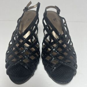 Worthington Women’s Black Faux Leather Slingback Shoes 3” Heels Sz 7